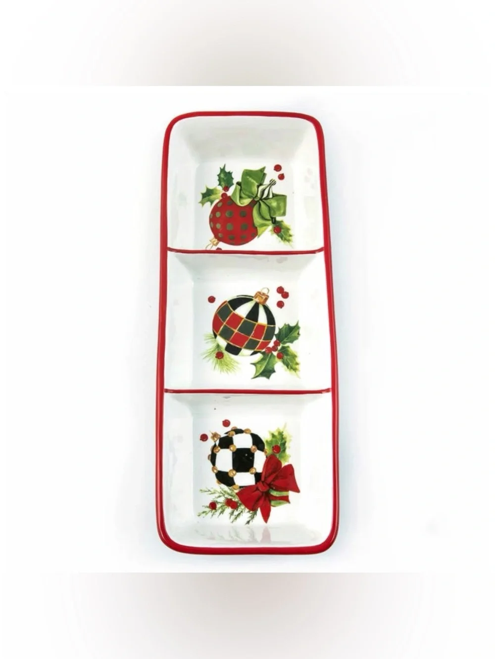 Brand New Mackenzie Childs Deck the Halls Trio Christmas Serving Platter, NWT